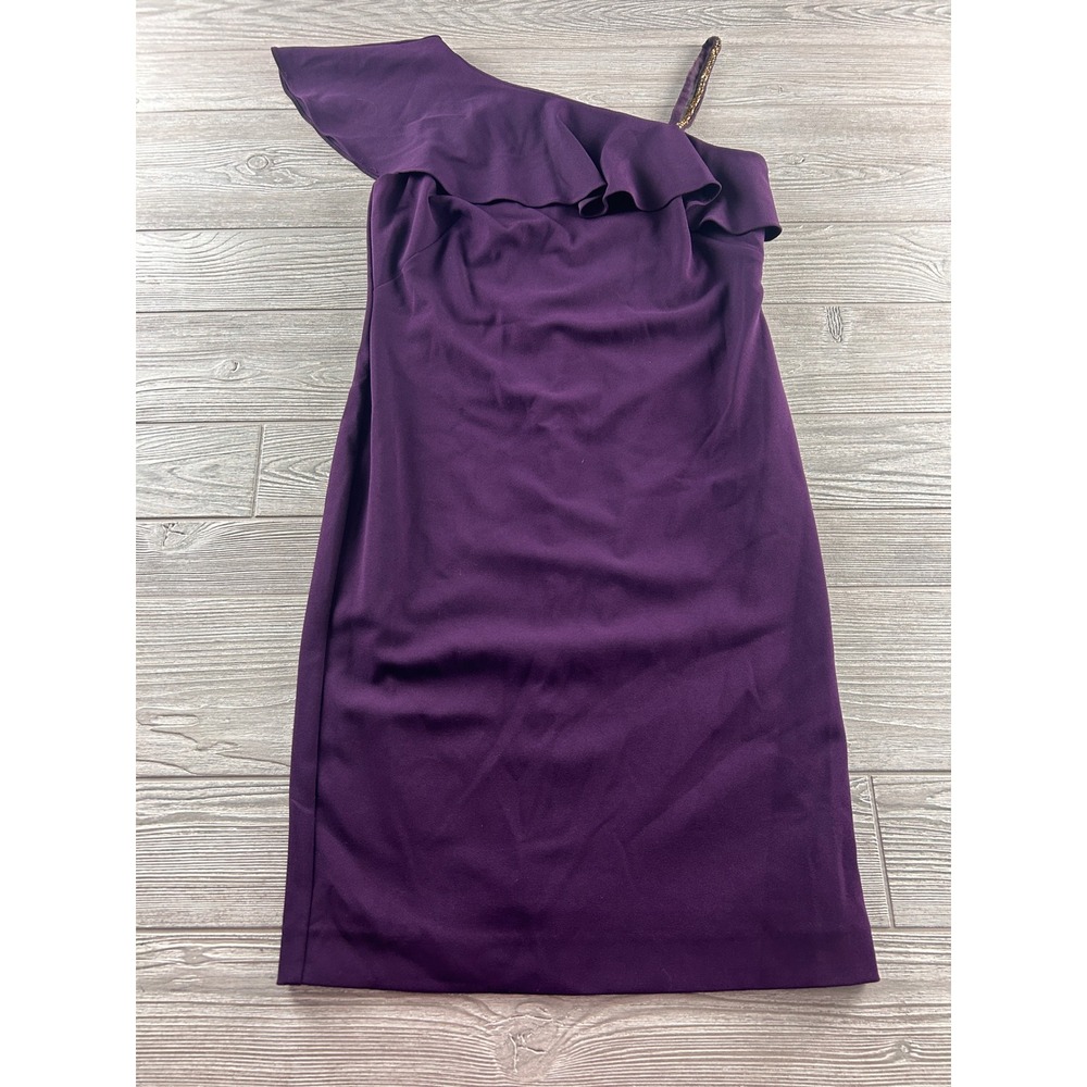 Lauren Ralph Lauren Purple One Shoulder Ruffle Cocktail Dress Size 8 NWT